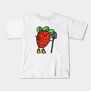 cute little farmer strawberry design Kids T-Shirt